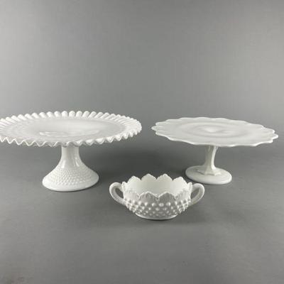 Lot 79 | Vtg Fenton White Milk Glass Cake Pedestals & More!
