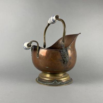 Lot 62 | Atq Copper & Brass Coal Scuttle Bucket
