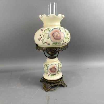 Lot 249 | Vtg Floral Ruffle Hurricane Lamp
