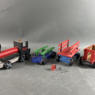 Lot 355 | Vintage Hand Made Wooden Train Set & More
