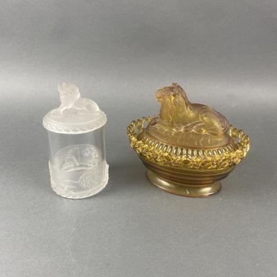 Lot 64 | Imperial Glass Lion Covered Dish & More
