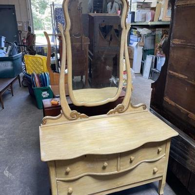 Lot 445 | Vintage Wood Dresser With Beveled Mirror
