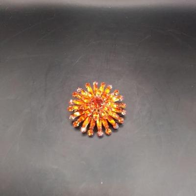 Orange Starburst Brooch