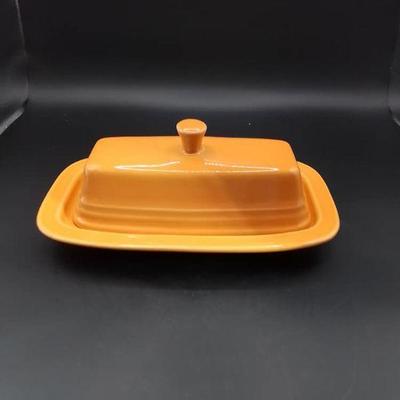 Tangerine Fiesta ware butter dish