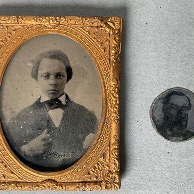 Child Ambrotype with dad (?) behind. 