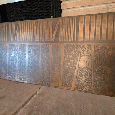 MCM etched bronze wall hanging