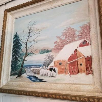 Country farm scene - oil on canvas 