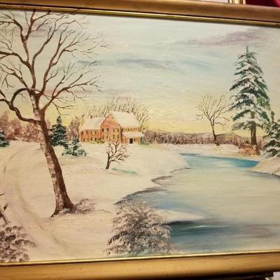 Winter scene - oil on canvas