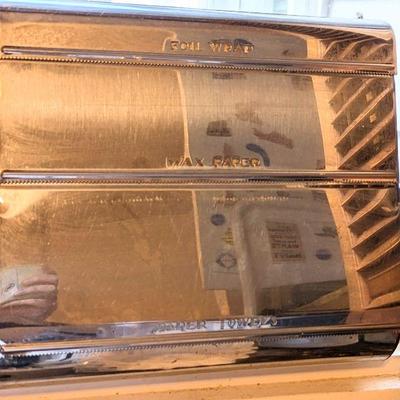 Vintage MCM wall mount chrome dispenser for paper towels, wax paper, etc