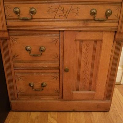 Eastlake commode cabinet/washstand