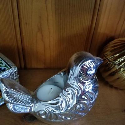 Glass bird tea light candle holders