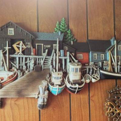 Burwood 1501 wall decor from 1976 Fishing wharf and lighthouse