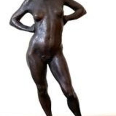 Nude Figural Sculpture by B. Thomas - Likely by Bruno Thomas 

Measures 17 inches tall. 

Number 7/12