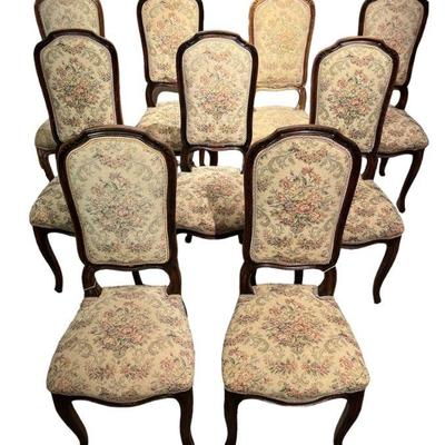 French Needlepoint Carved Wood Chairs