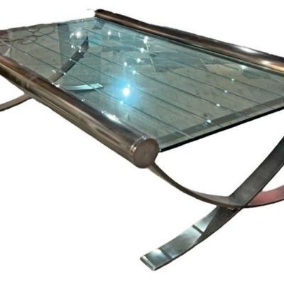 DIA Chrome & Glass X Base Side Table