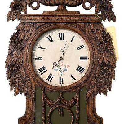 Carved Wood Wall Clock