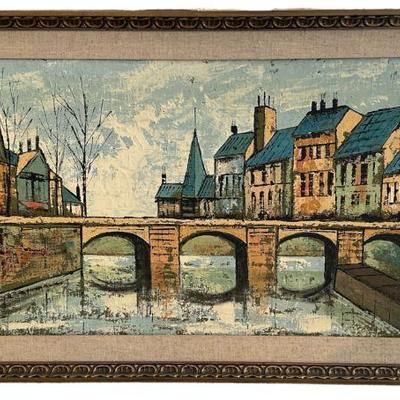 Mid Century Oil on Board Signed SERY, River Scene