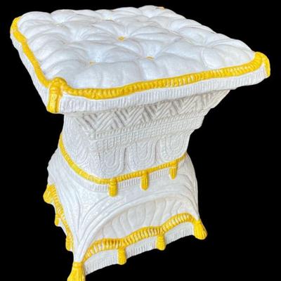 Hollywood Regency Italian Terracotta Tufted Stool