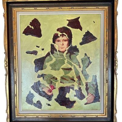 Signed STILSON Surrealist Painting Portrait of a Boy
