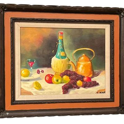 Post Modern Acrylic on Canvas Still Life, Signed