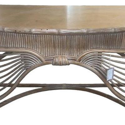 MCGUIRE Style Rattan & Wood Console Table