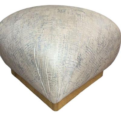 Post Modern Faux Snakeskin Brass Base Ottoman