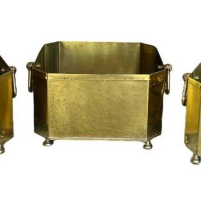 Three Graduated Italian Brass Planters