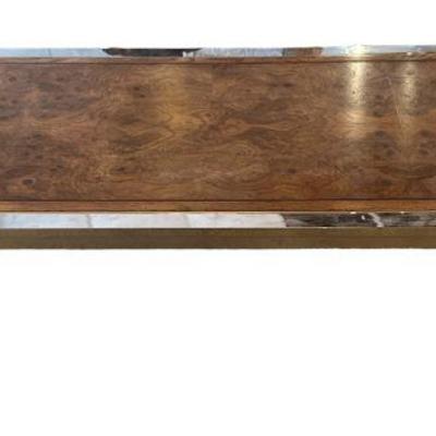 IMO MILO BAUGHMAN Chrome & Burled Coffee Table