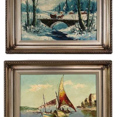Two Mid Century Signed Oil on Canvas Works