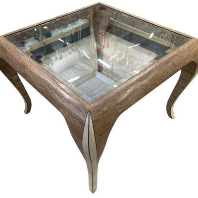 Tessellated Stone & Brass Center Table