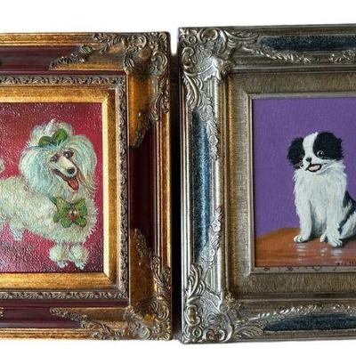 Two Post Modern Oil on Canvas Dog Portraits