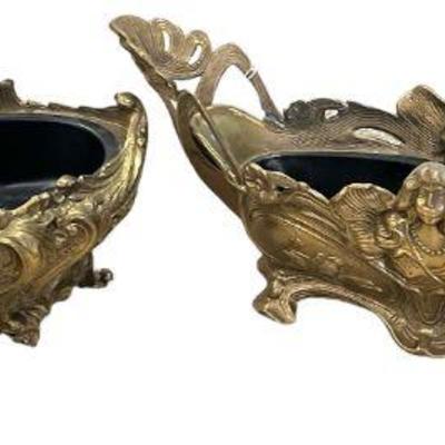 Two Art Nouveau Brass Jardinières