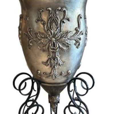 Oversized Post Modern Silver Colored Urn