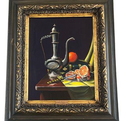 Mid Century Oil on Board Still Life by STUART SLAVIK