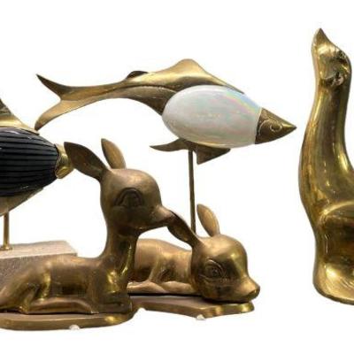 Collection Brass, Art Glass Animal Figurines