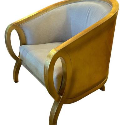 Gold Art Deco Style Barrel Back Chair