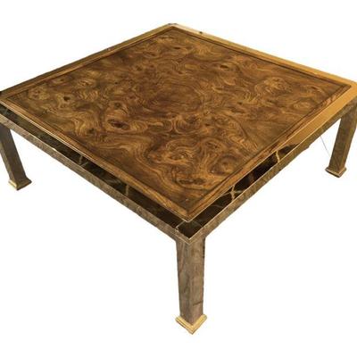 IMO MILO BAUGHMAN Chrome & Burled Coffee Table