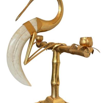 MAITLAND SMITH Style Faux Bone and Brass Candelabra