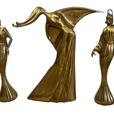 Three Brass Art Deco Women Sculptures
