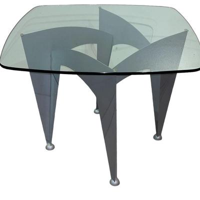 Post Modern Metal and Glass Side Table