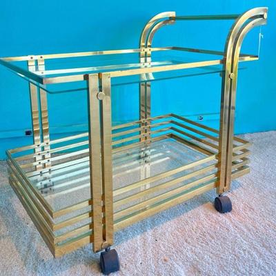 Mid Century Brass Bar Cart