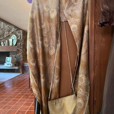 SILK "PEACOCK" PRINT FABRIC 6 YDS