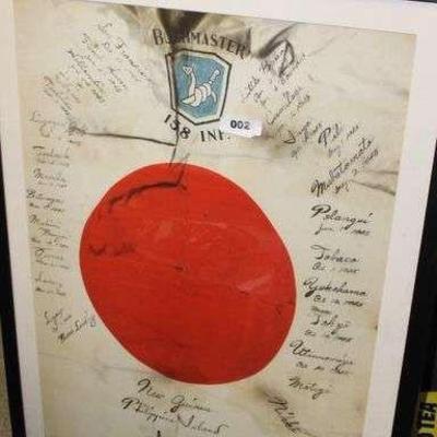 WW2 JAPANESE FLAG SIGNED AND DATED FROM THE PACIFIC ISLANDS