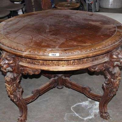 ANTIQUE CARVERED LION HEAD TABLE