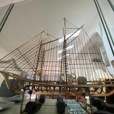Curtis Jere wire schooner tabletop sculpture 1976