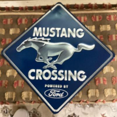 Vintage Ford Mustang Crossing Mustang Metal Sign