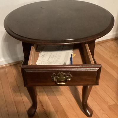 Round Side Table with Drawer