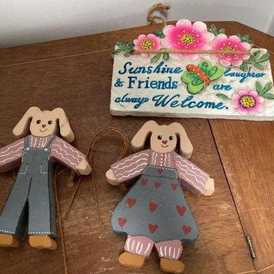Sunshine Plaque and Bunny Rabbits