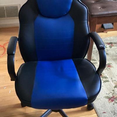 Blue and Black Wheeled Office Chair