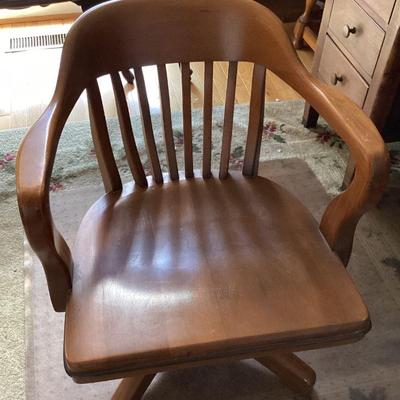 Wood Swivel Desk Chair on Wheels
